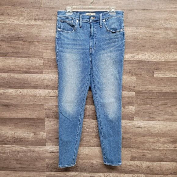 Madewell 10" Size 30 TALL High-Rise Skinny Crop Jeans Womens Blue Sheffield Wash - Picture 2 of 16